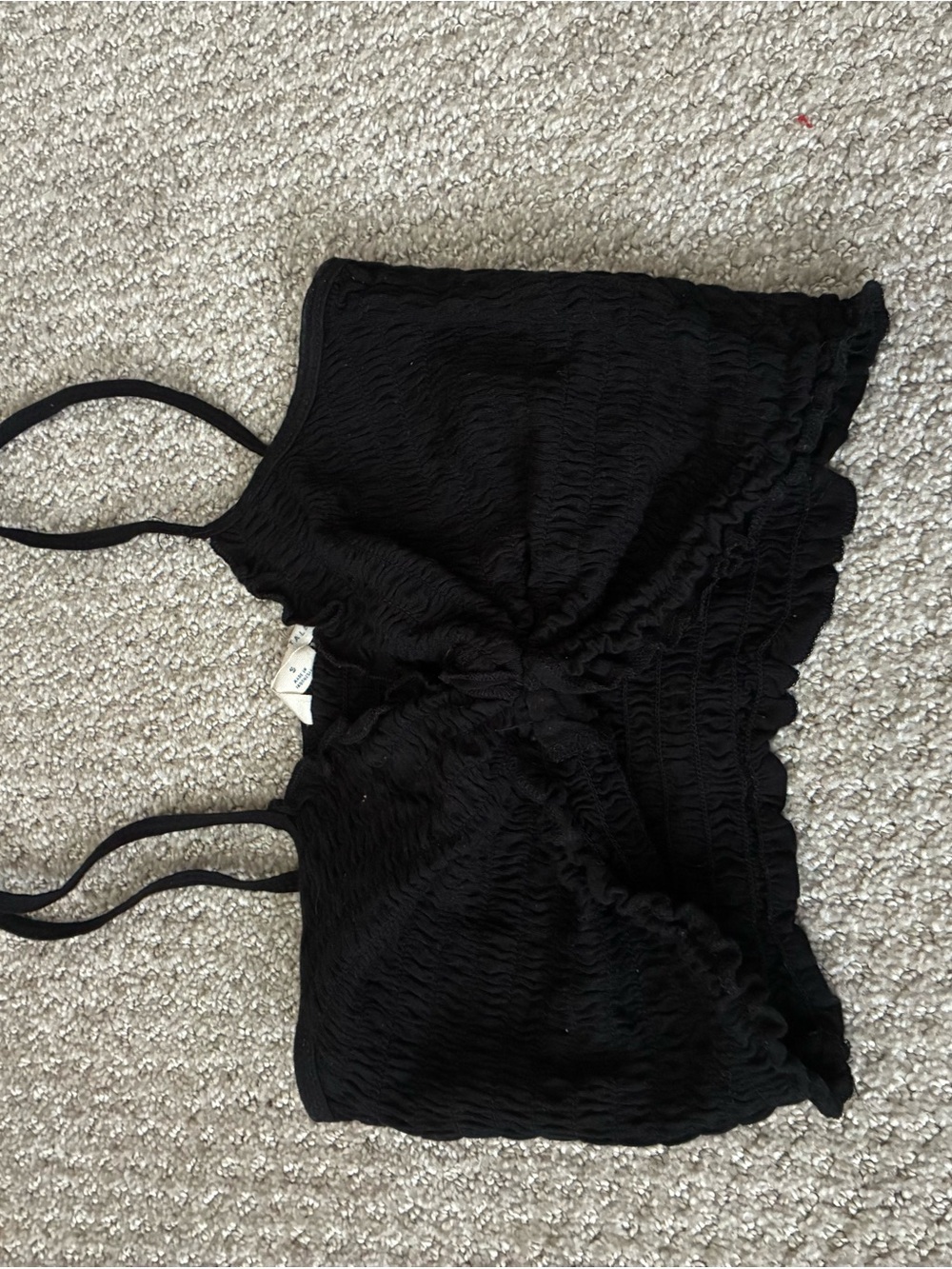 Aeropostale Black Smocked Cropped Cami Top